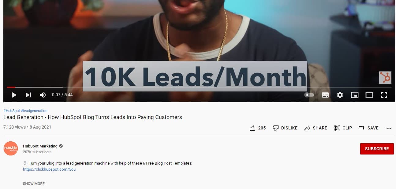 10k lead hubspot from their blog