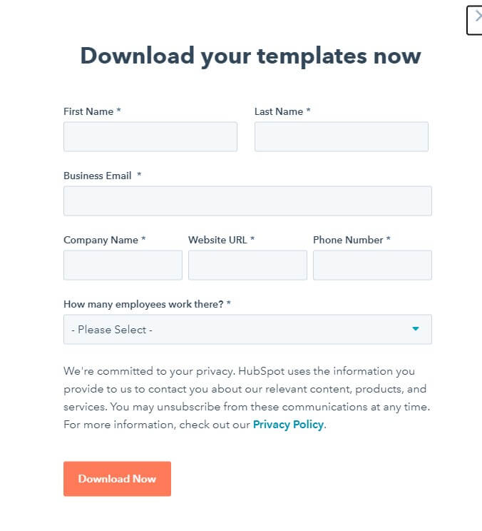 HubSpot lead forms example