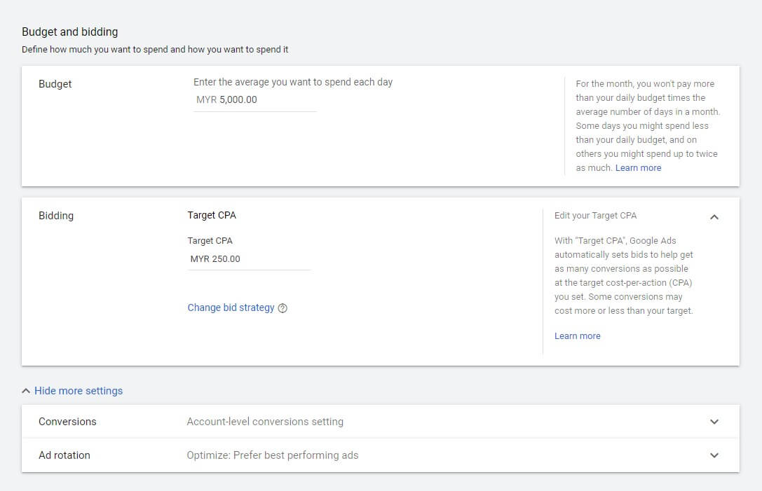 Budget and bidding options in Google AdWords. B2B SEO vs B2B SEM cost of these strategies. B2B SEM like AdWords offers great options for your budget. Also, the biggest cost of B2B SEM is the renting of the space in search results.