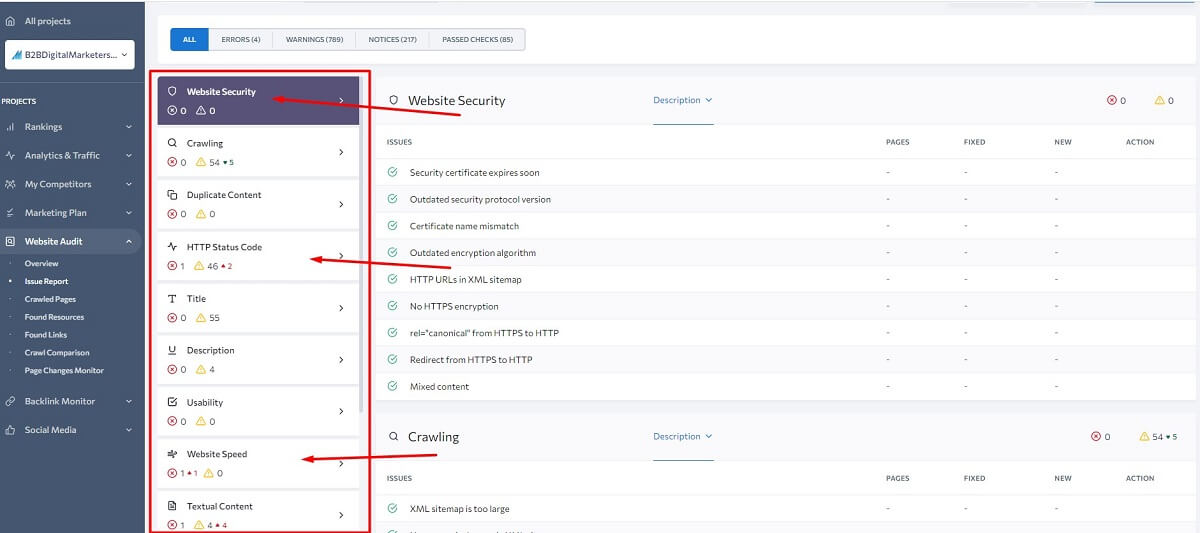 discover technical seo errors with se ranking website audit issue report