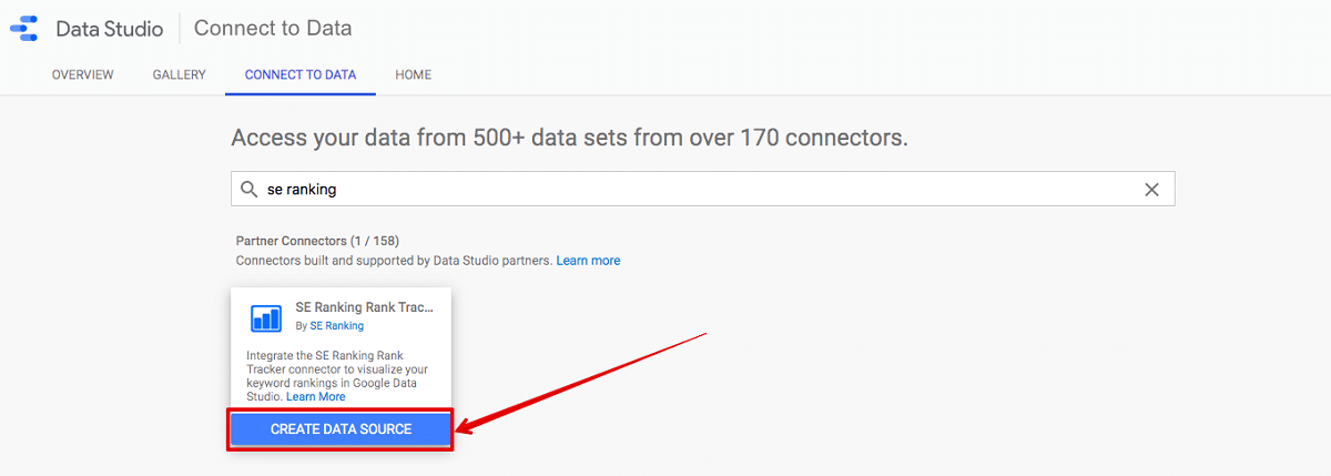 google data studio and se ranking connection