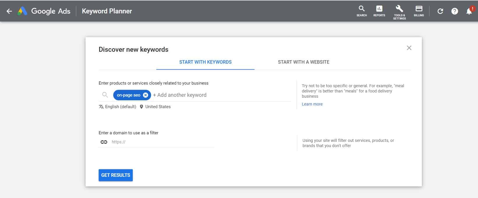 google keyword planner for LSI keywords