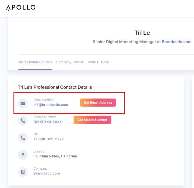 email contact information on Apollo.io email contact information on Apollo.io