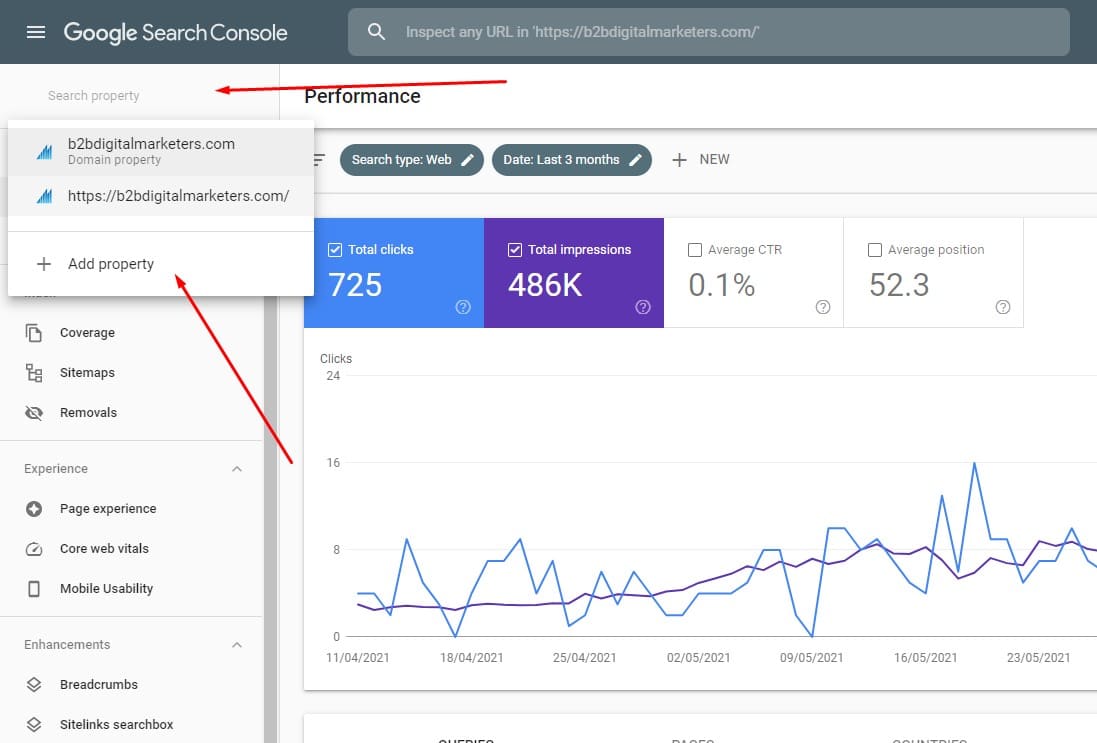 set up google search console property seo checklist