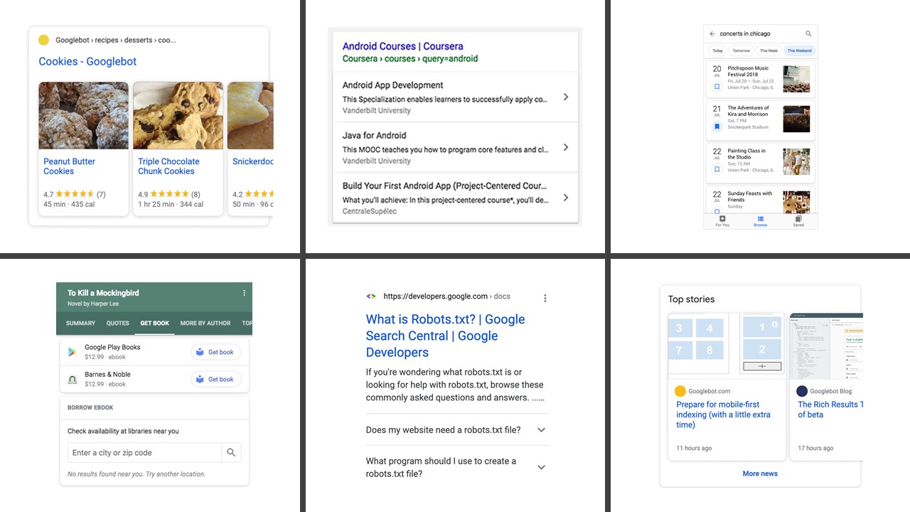 example of structured data used in serps in Google
