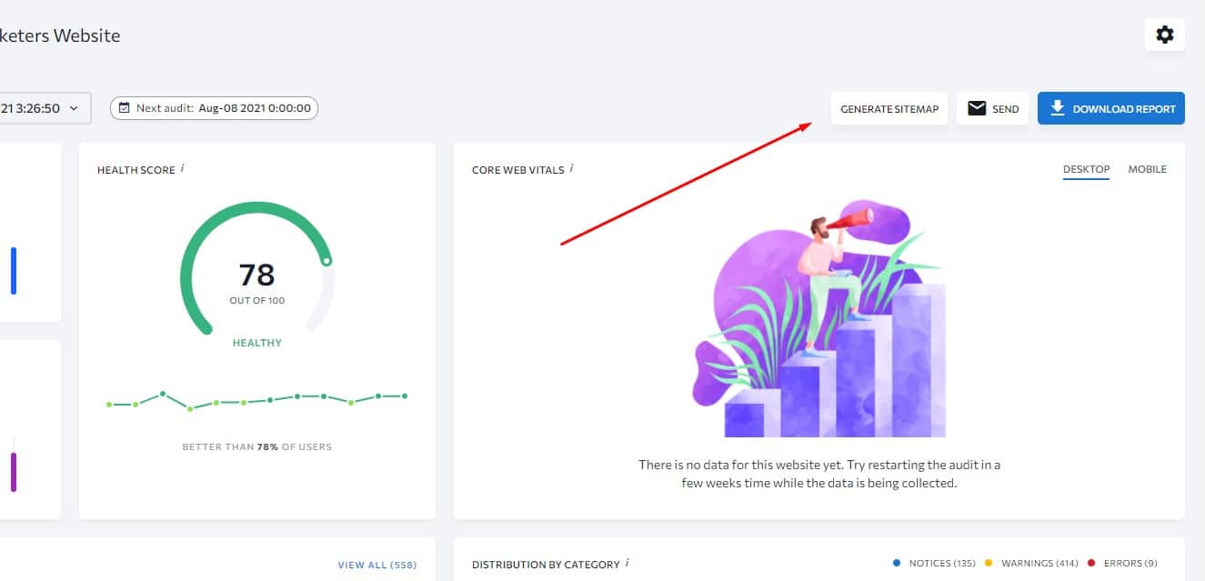 generate sitemap seranking feature