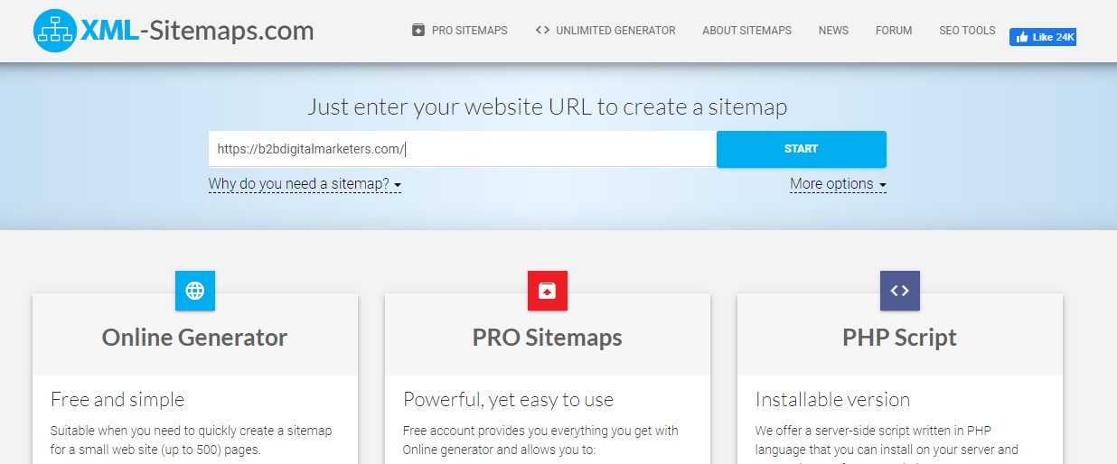 generate sitemap third-party tool