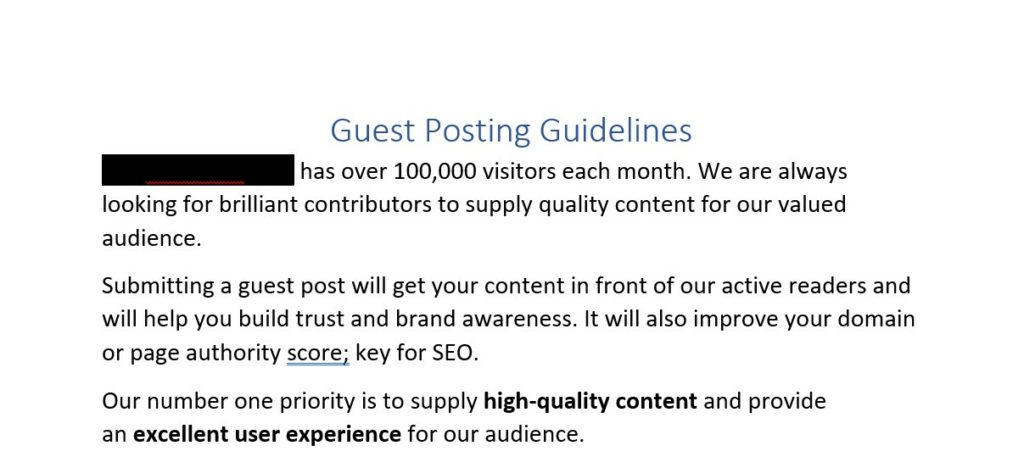 guest posting guidelines in the word document