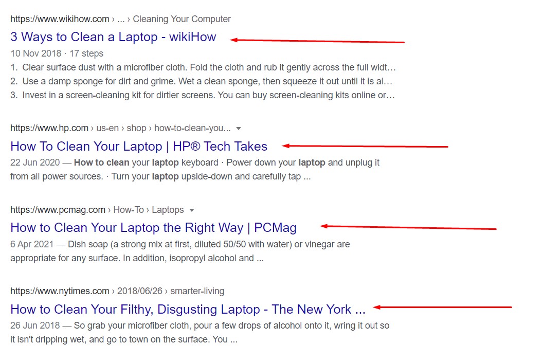 title tag in SERPs include primary keyword