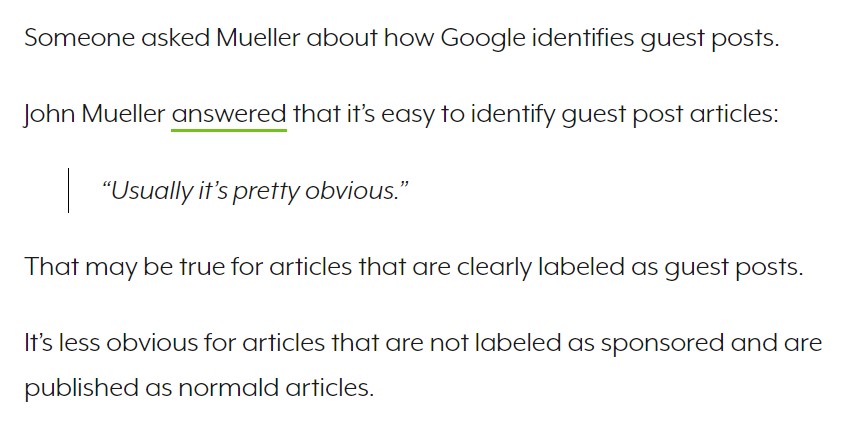 guest posting is pretty obvious john mueller