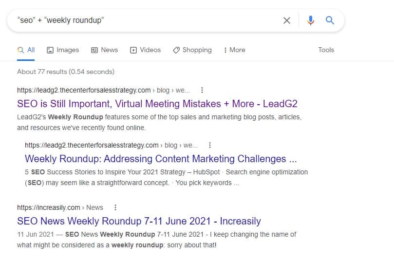 searching for link roundup posts link building strategies