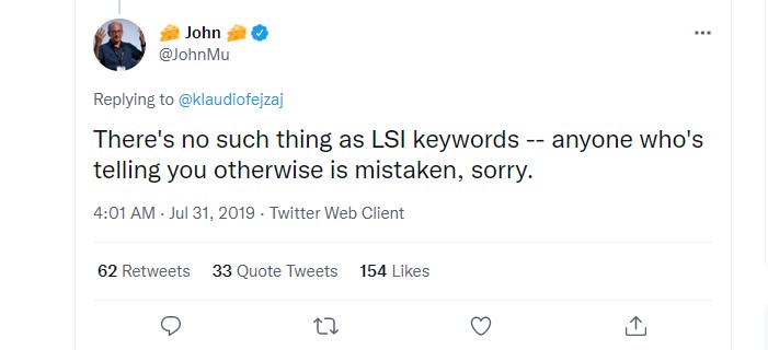 john mueller twitter there is no such things like LSI keywords