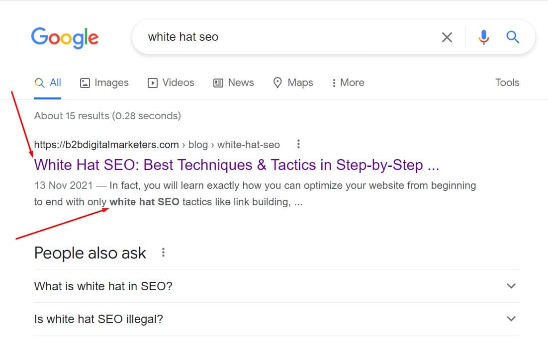 title tag and meta description keyword placement for b2b blogging