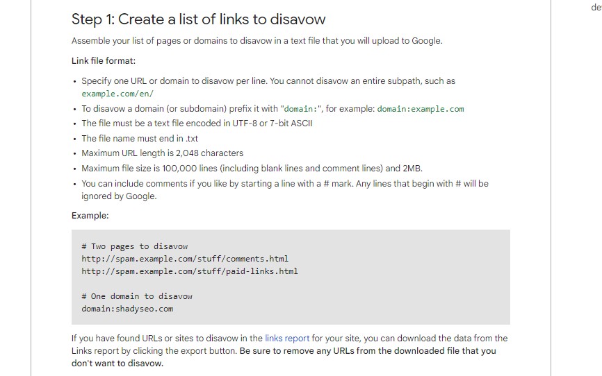 disavow guideliness google for backlink audit