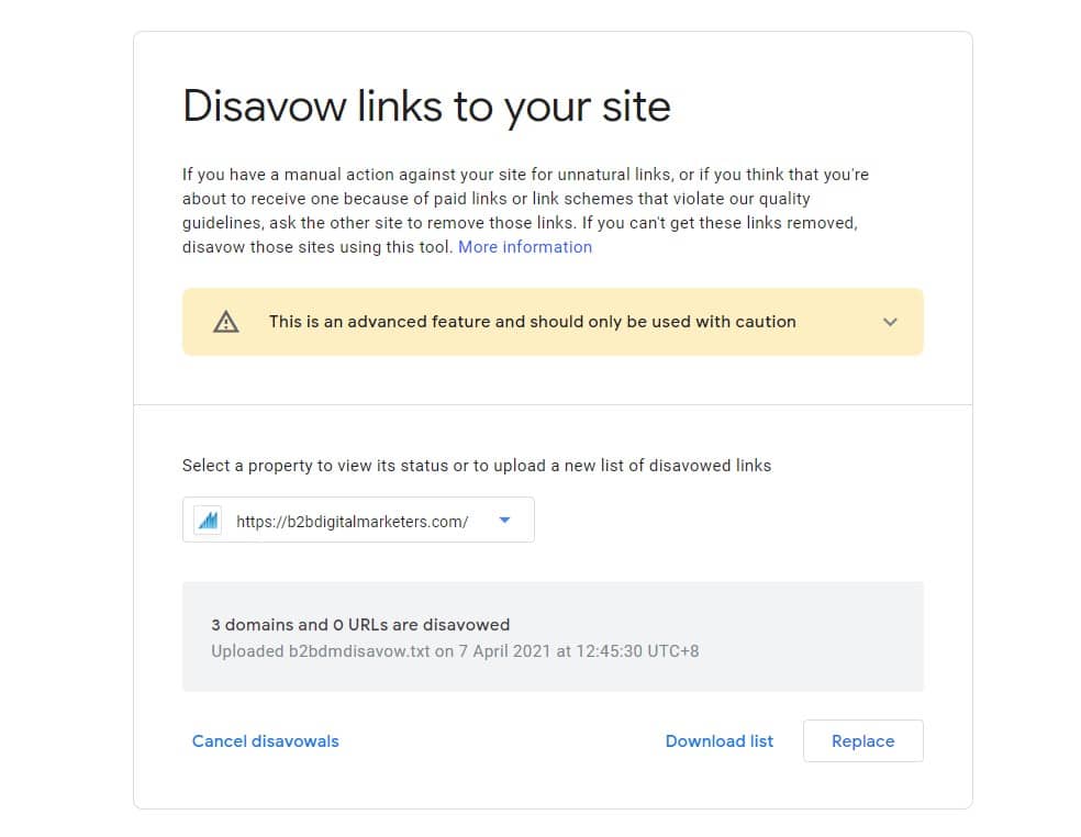 using disavow tool to remove bad links found during backlink audit