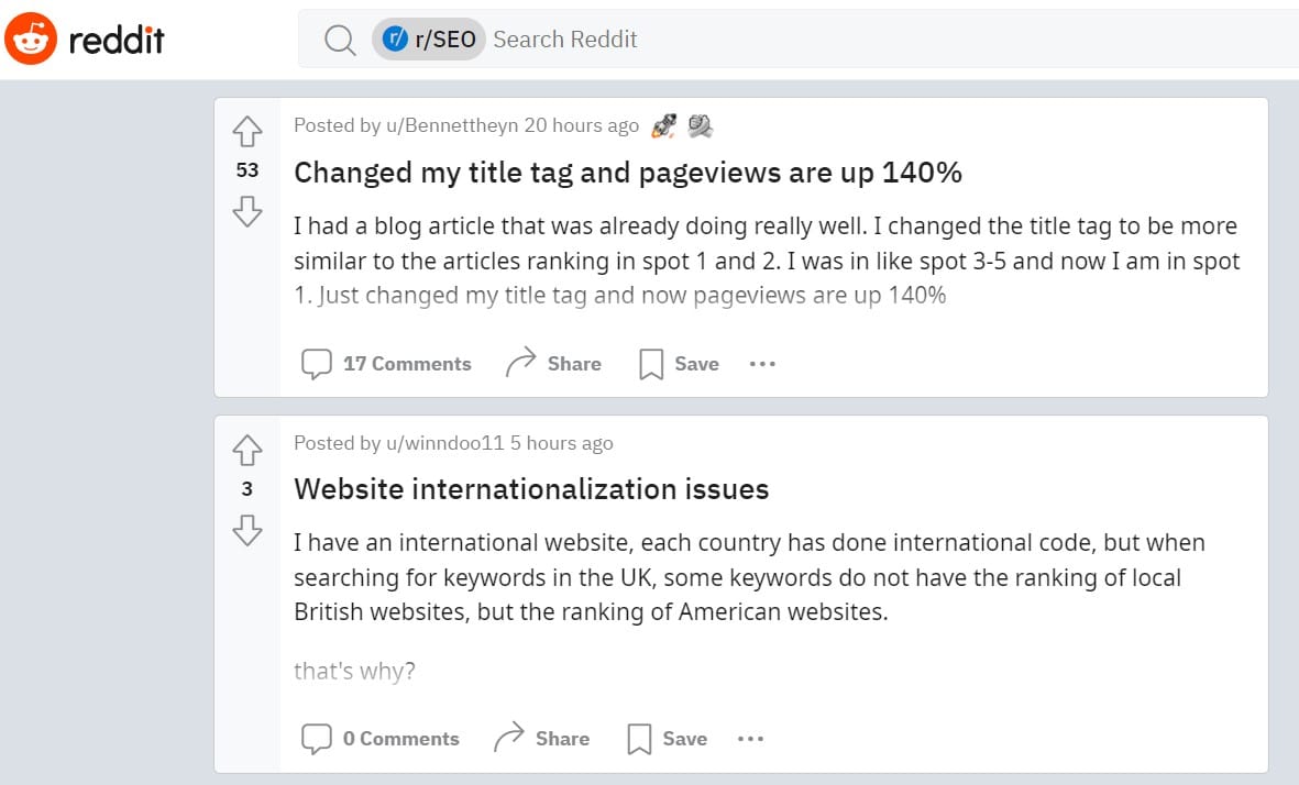 forum posting seo reddit example for off page seo activity list