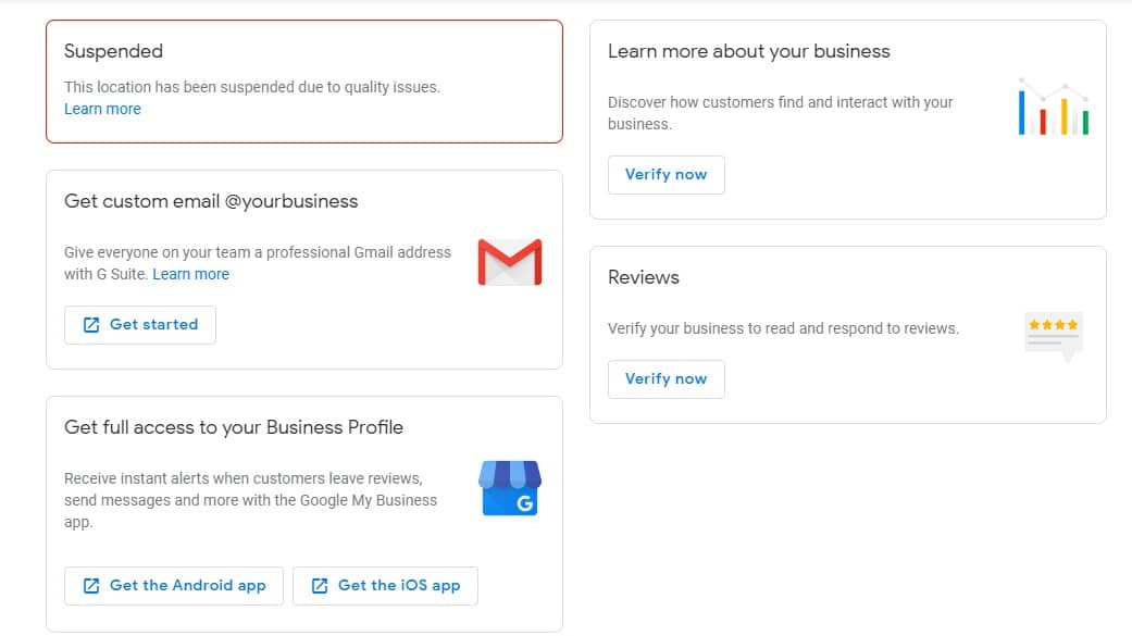 google my business suspended why my business not showing up on google