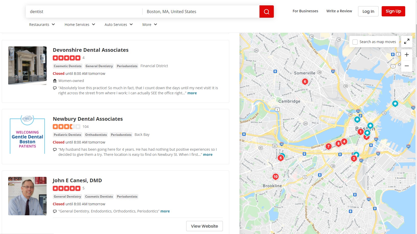 local search results in yelp off page seo activity list