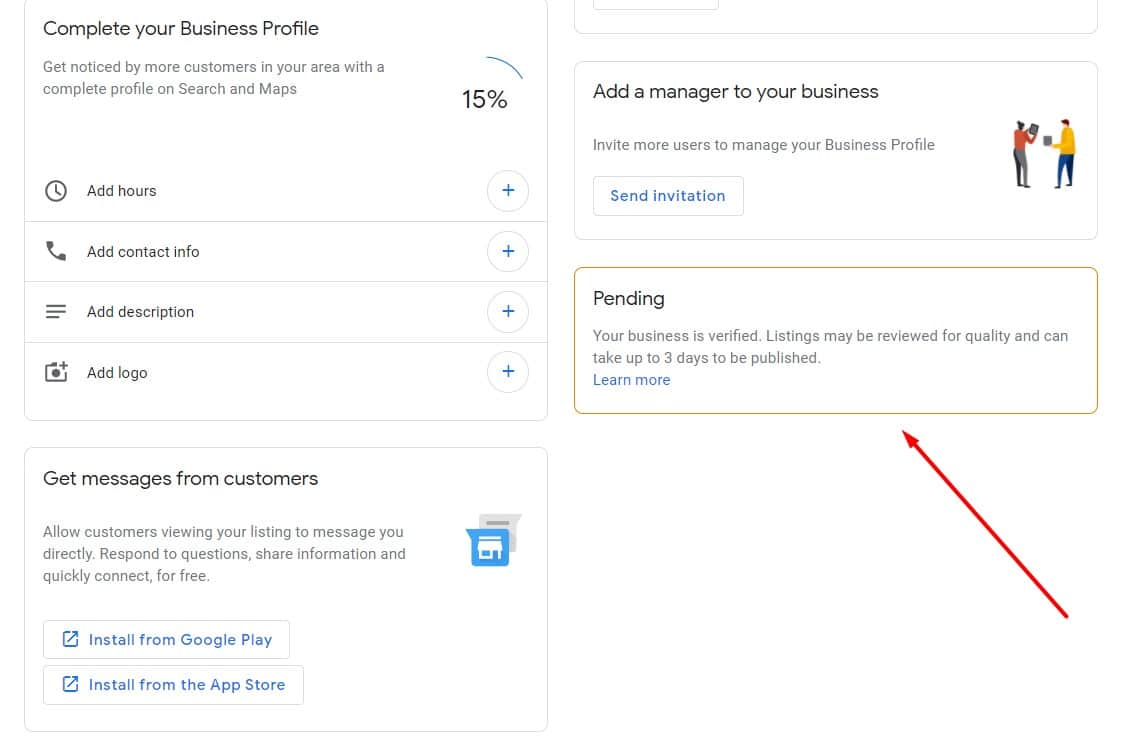 pending verification for GMB example reason 1