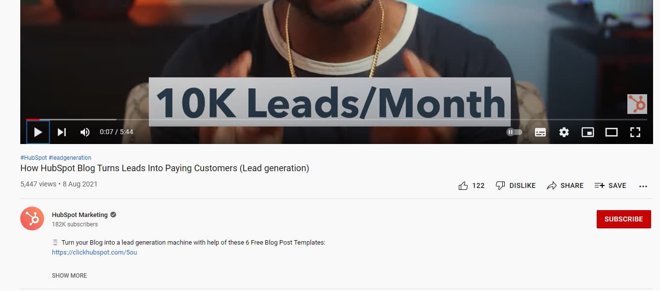 hubspot generates 10k leads each and every month blogging for business