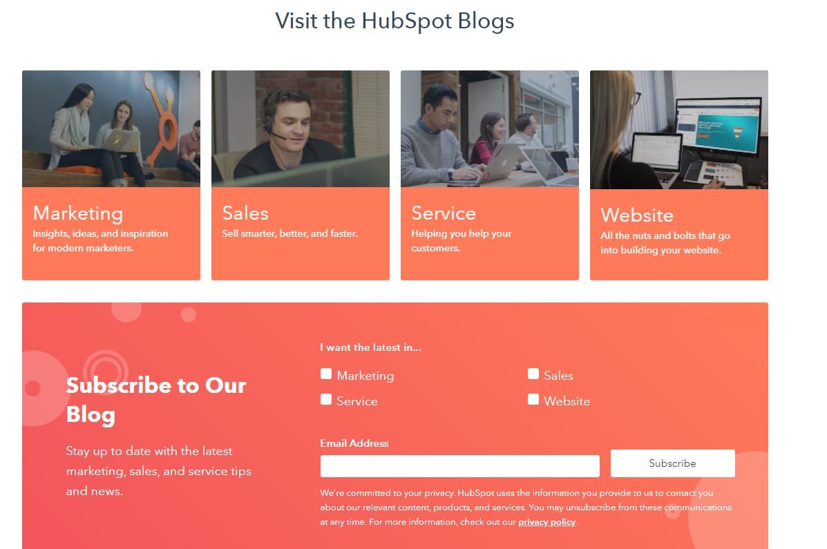 hubspot target audience for their blogging for business example