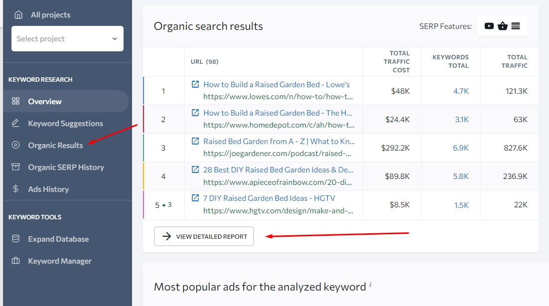 organic results for my target keyword to find lsi keywords example