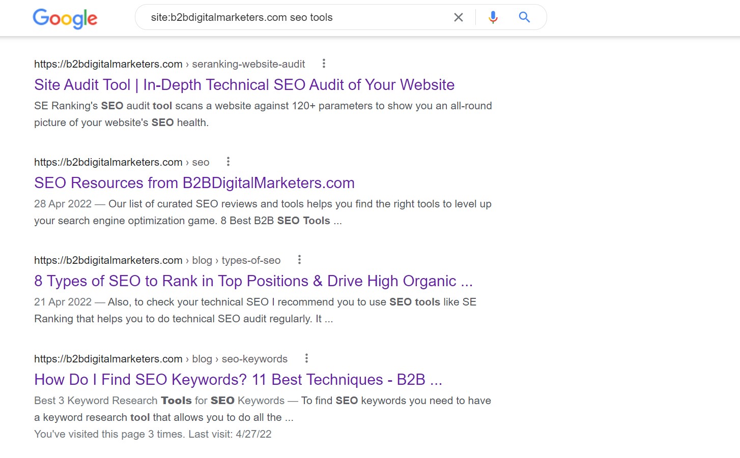 how to find keywords on a website using search operator results