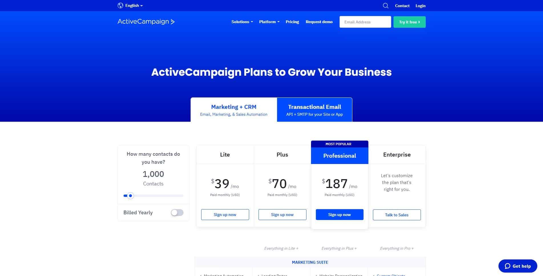 Alternative to Unbounce ActiveCampaign pricing