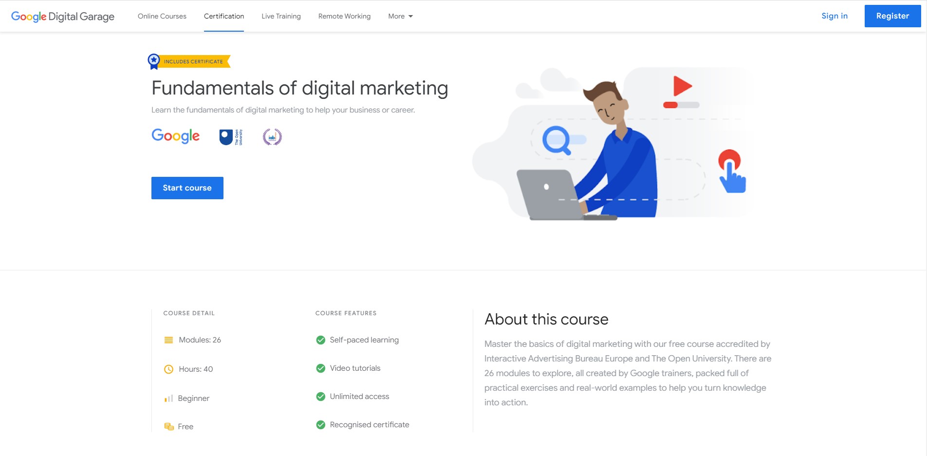 Google Digital Garage one of the best digital marketing courses