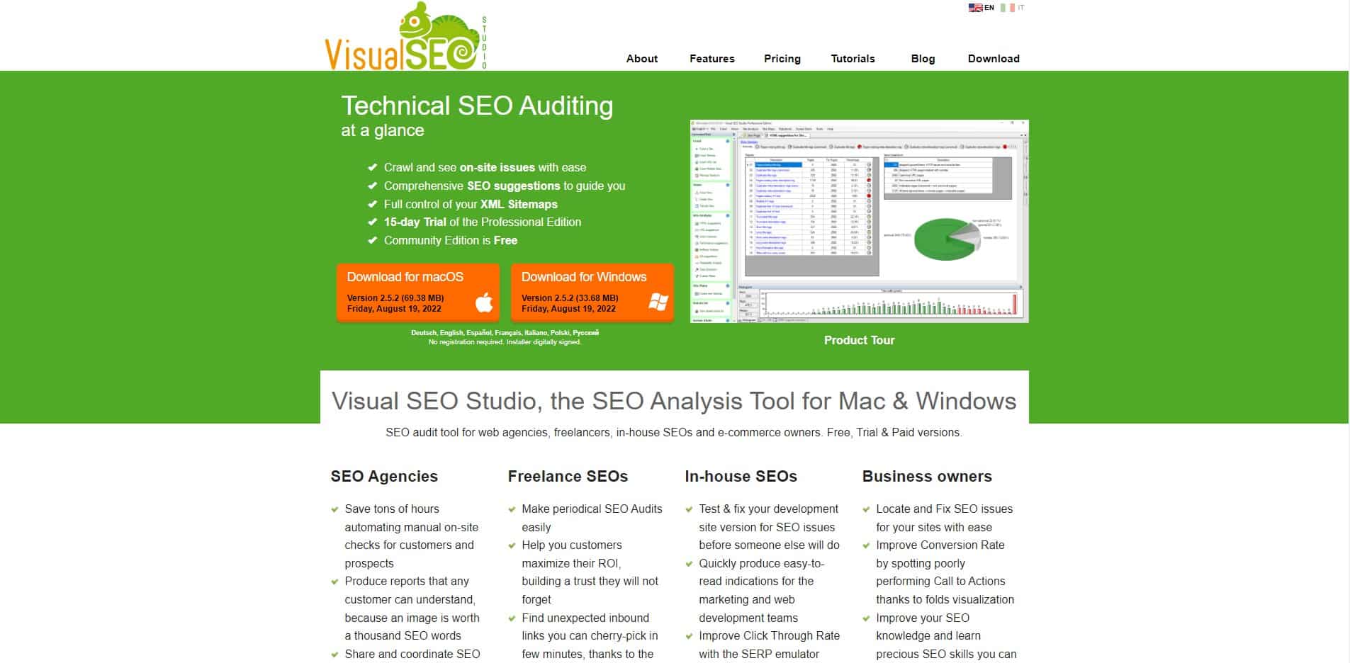 Visual SEO Studio is great alternatives to Screaming Frog