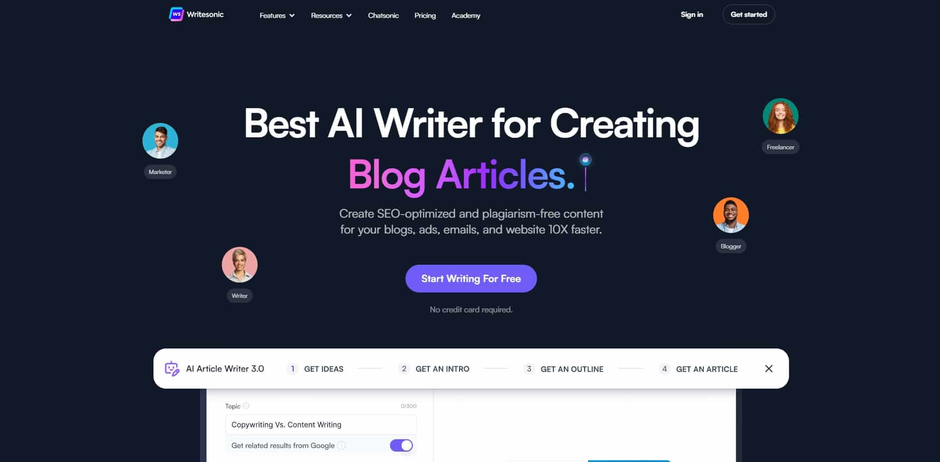 Writersonic one of the top advanced AI writing tools