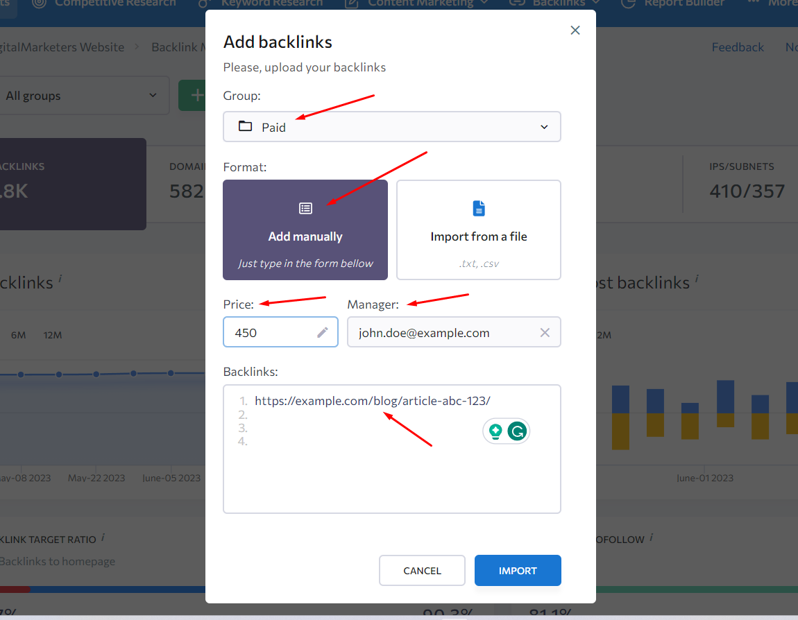 ading backlinks to se ranking for how to track backlinks