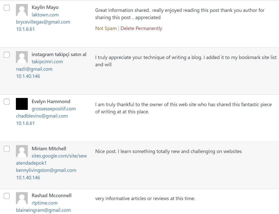 blog comments spams using automation example to avoid for tiered link building