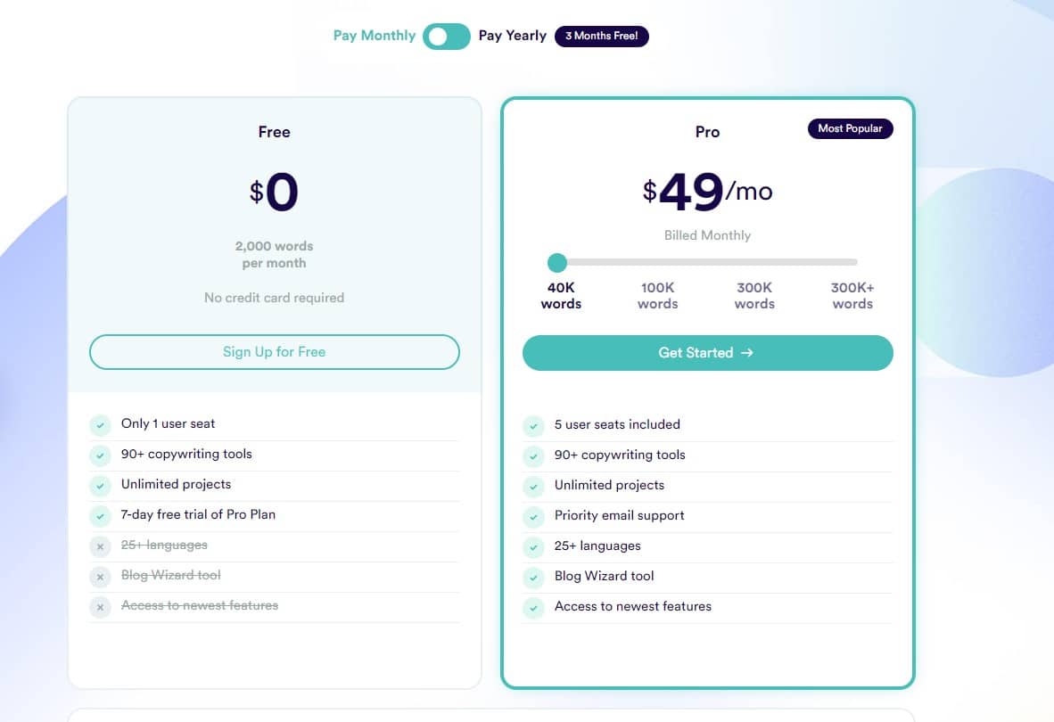 copy ai pricing for copy ai alternatives