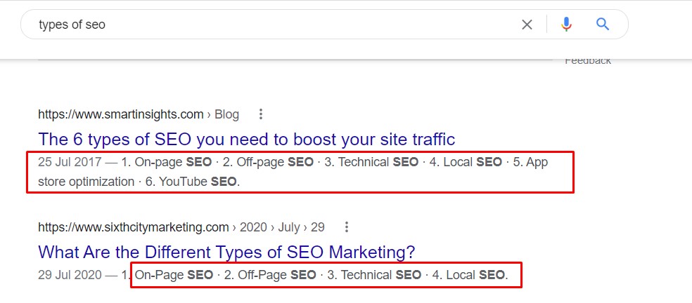example of b2b keyword ideas by searching different types