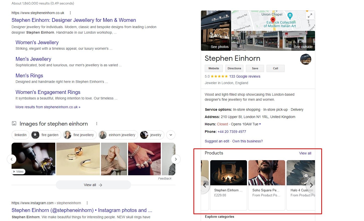 example of products google business profile backlinks within the profile
