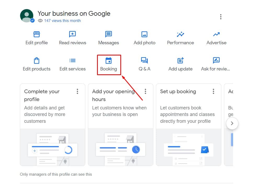 getting google business backlink via booking feature