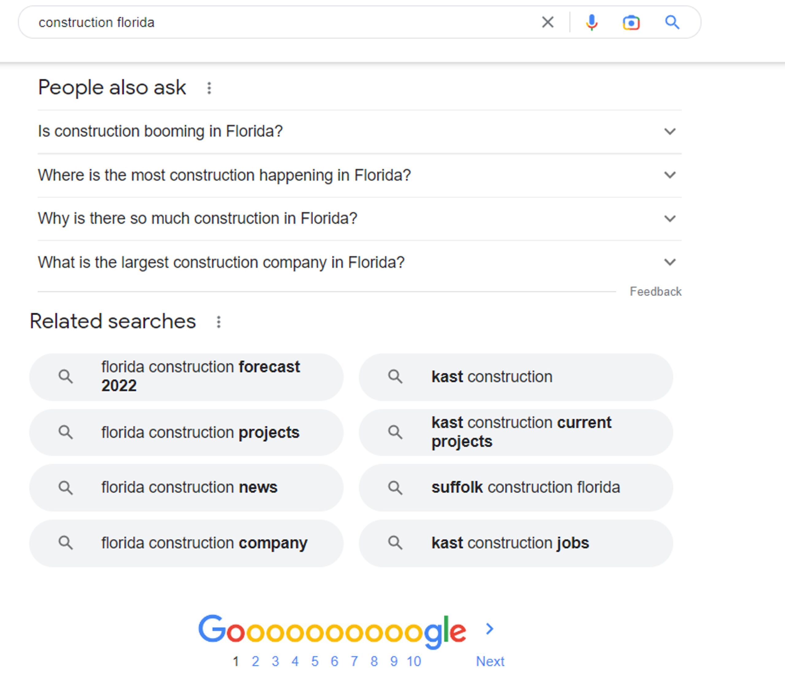 google giving examples of local keywords for seo construction