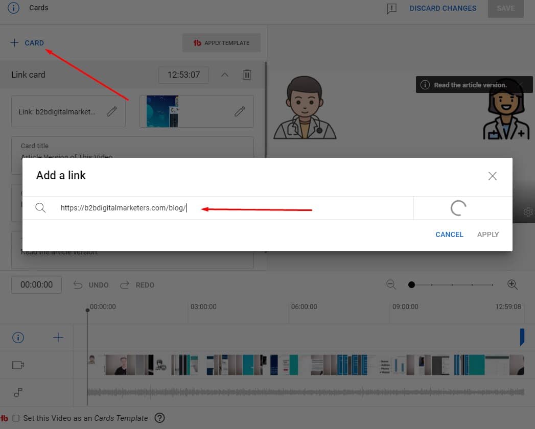 how to add youtube card backlink example
