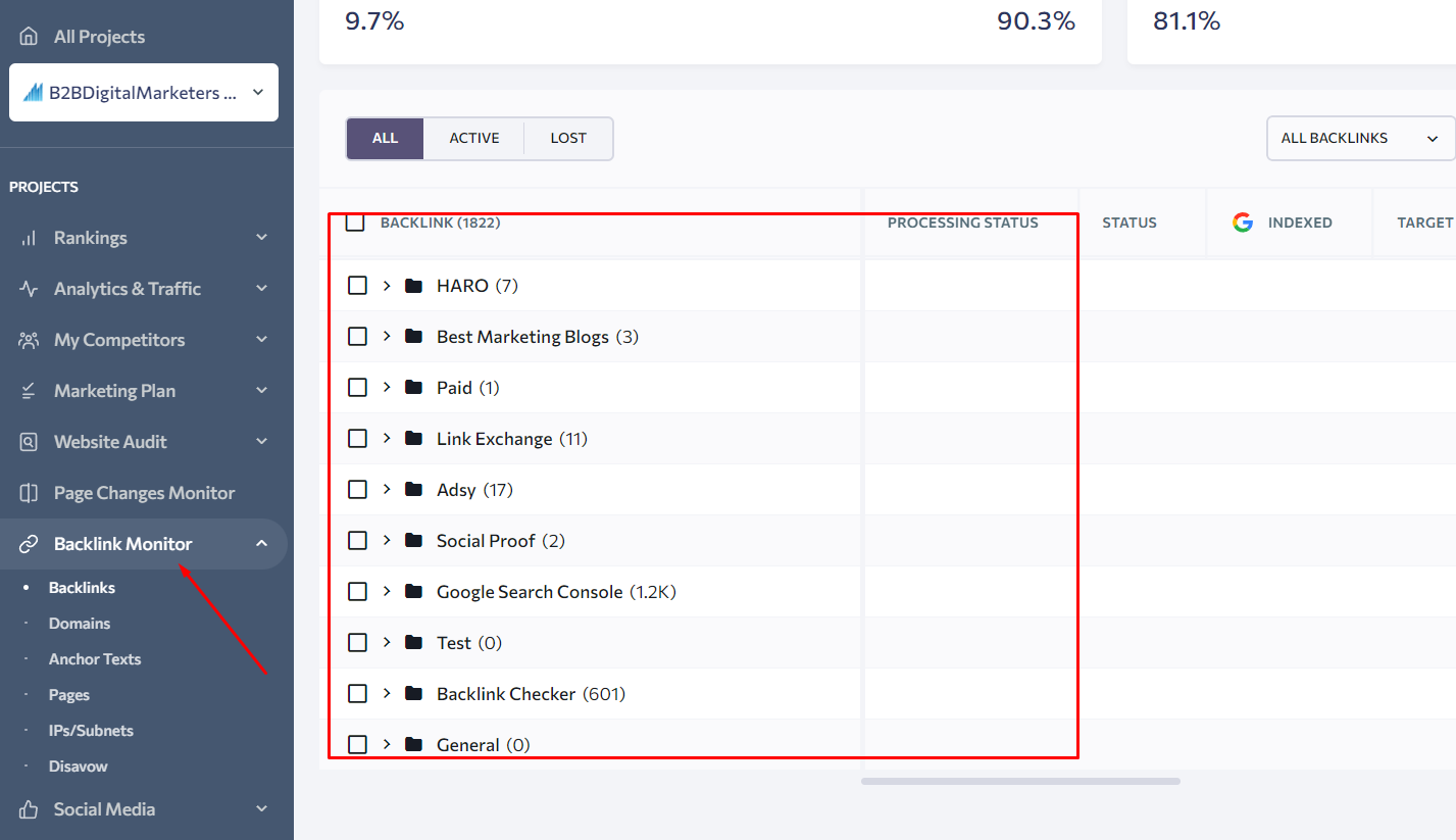 how to track backlinks with se ranking backlink monitor tool