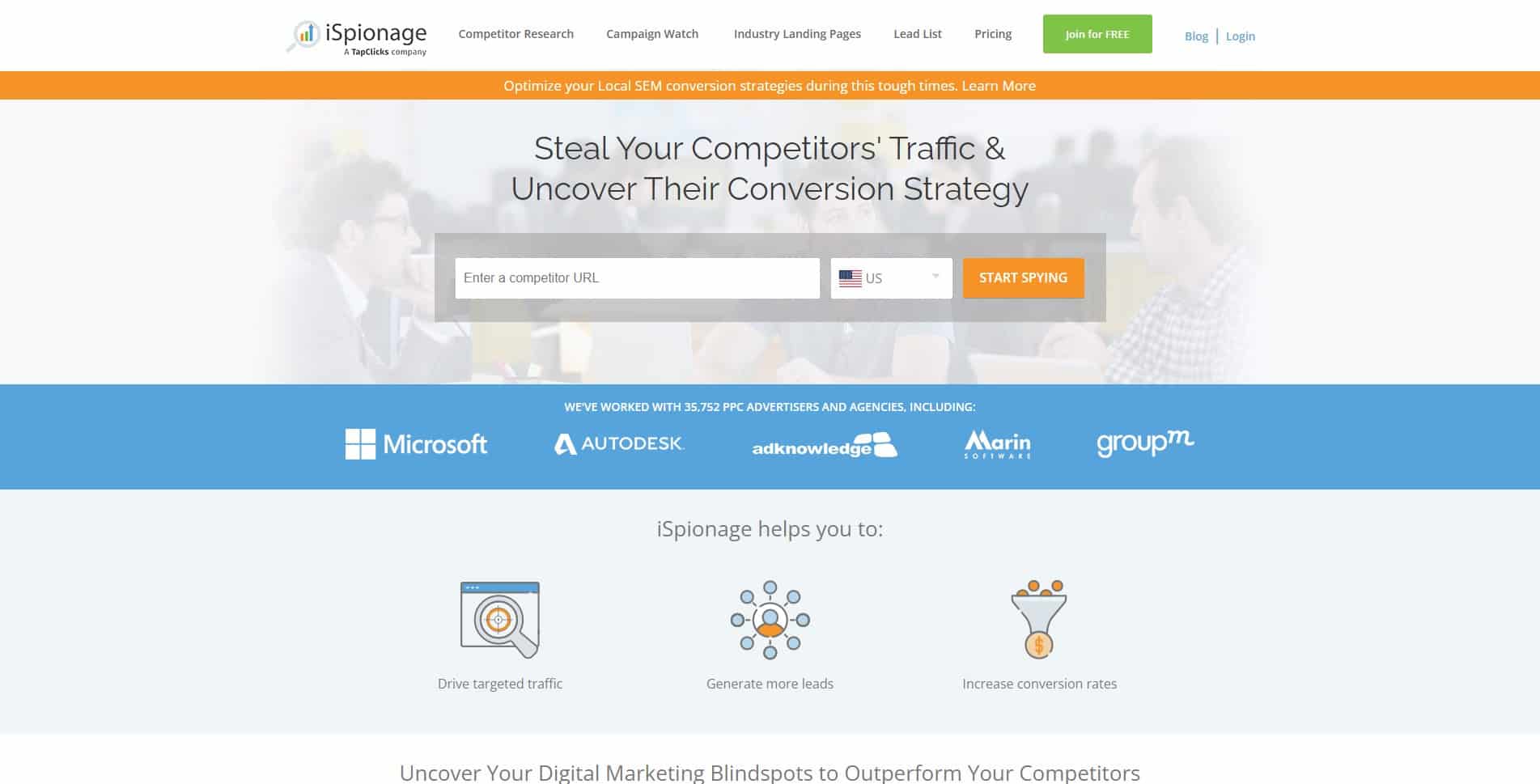 iSpionage is an excellent competitive intelligence alternative to SpyFu