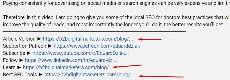 including backlinks to youtube description barely being tracked by Google
