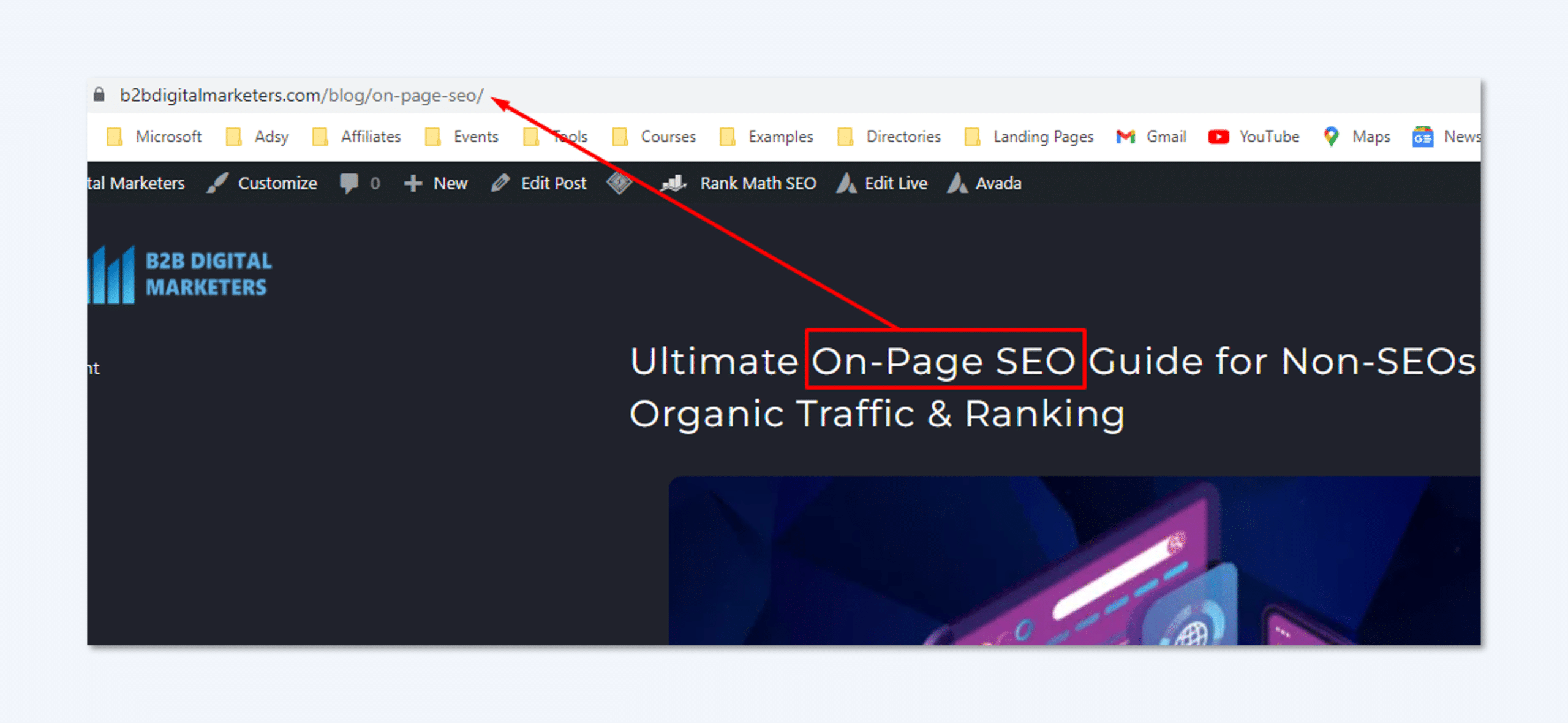 including only keyword in url to create seo friendly url b2b seo best practice