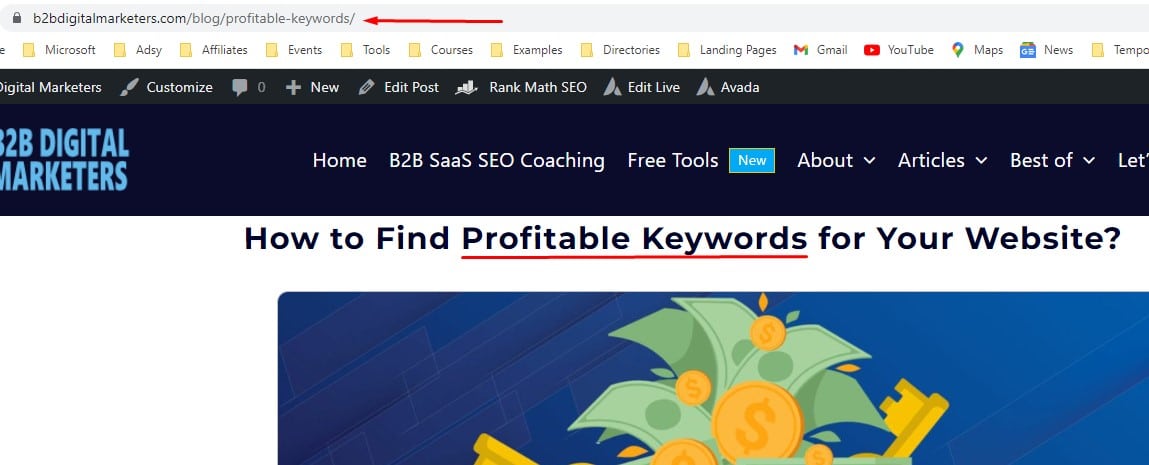 including only primary keyword in URL for keyword placement