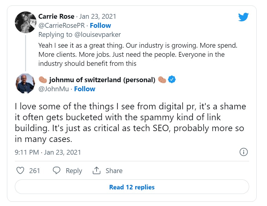 john mueller on important of digital PR for SEO