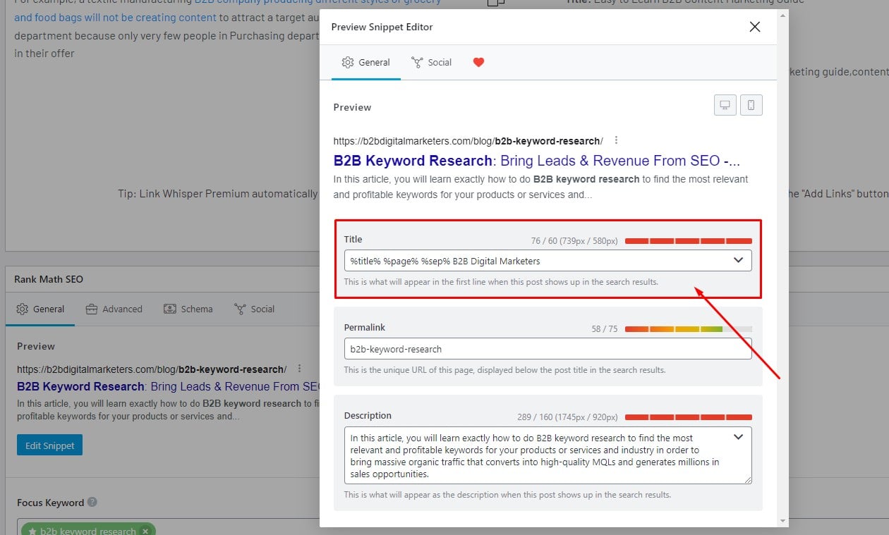 keyword placement adding title tag to blog or web page