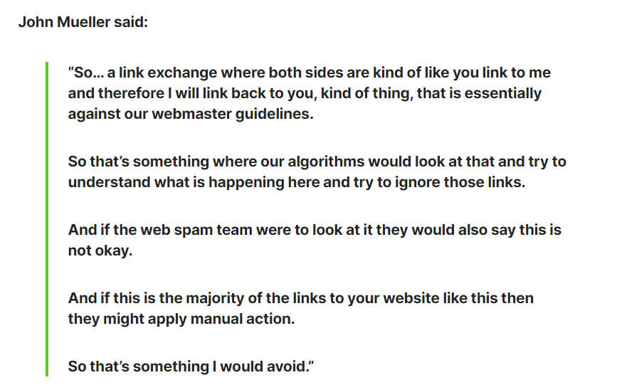 link exchange bad only if this is the majority of backlinks