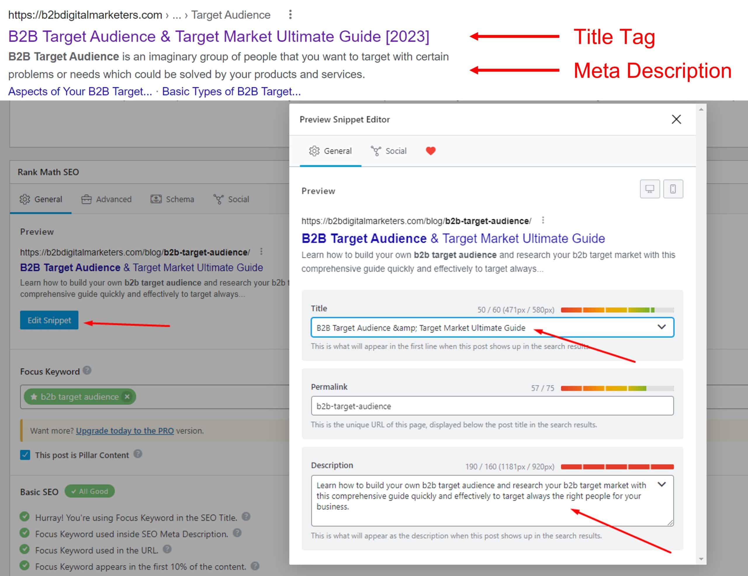 meta description and title tag for seo for construction