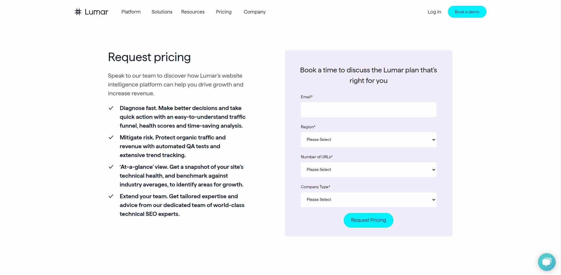 pricing of Lumar alternative to Screaming Frog