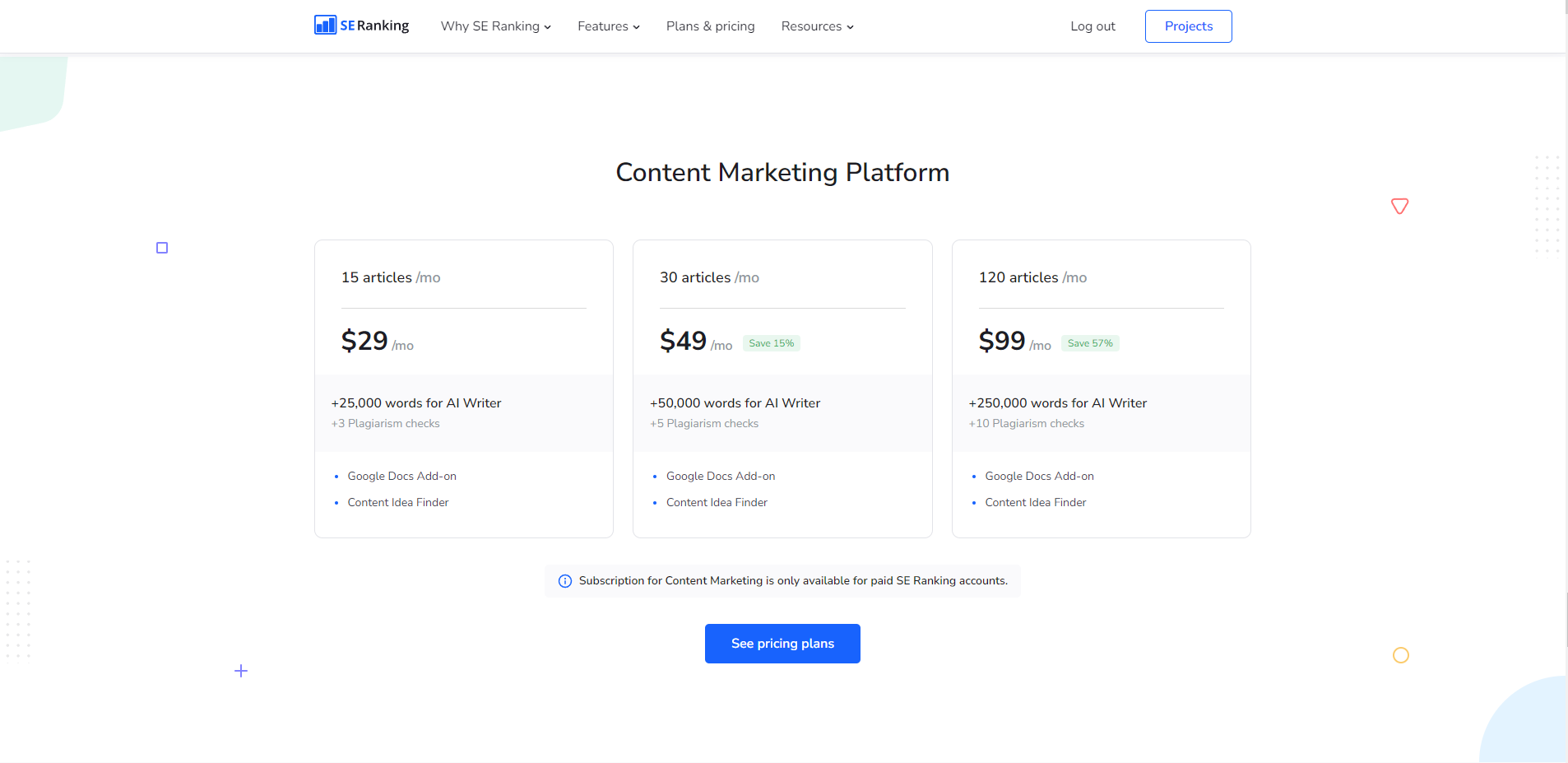 se ranking pricing content editor copy ai alternatives